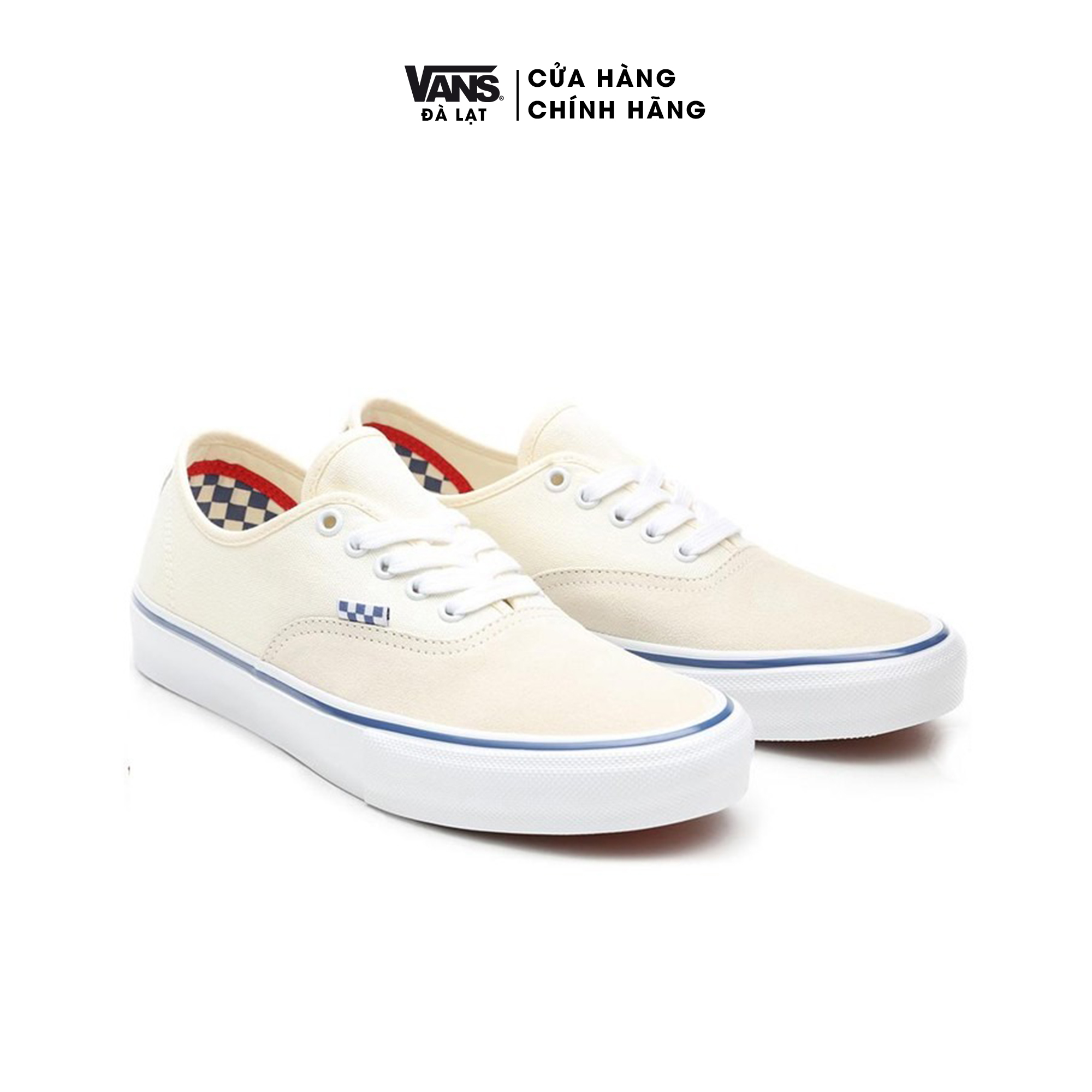 Giày sneaker màu kem da lộn nam nữ - vans authentic skate - vn0a5fc8ofw