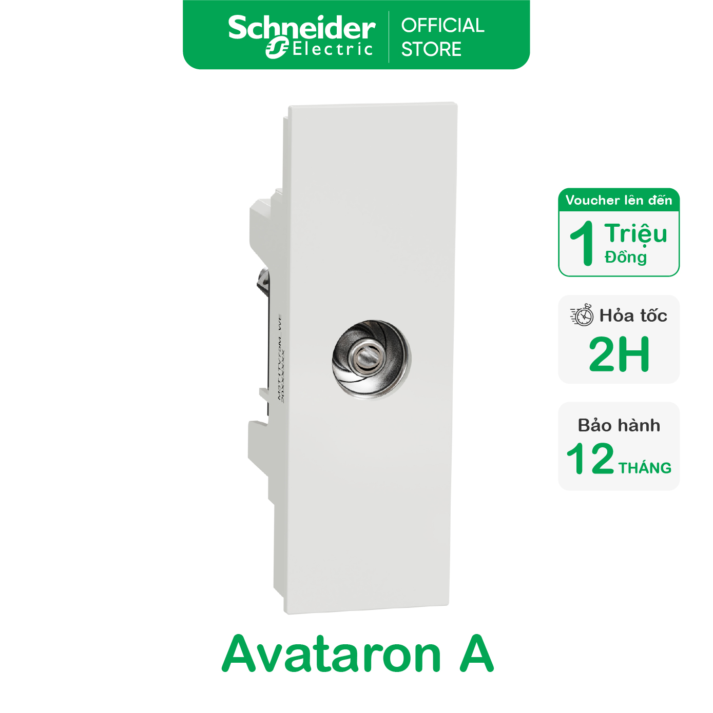 Ổ cắm angten tv - trắng - 75ohm - size s - schneider electric - m3t1tv75m_we