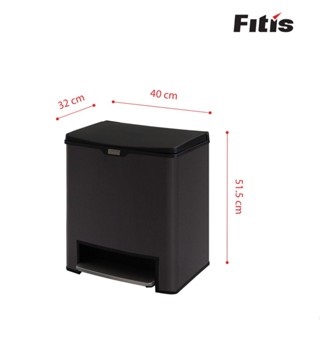 Thùng rác FITIS PRIME lõi chứa ĐƠN hoặc ĐÔI(26L-32*40*51cm)( 🎁 SÁP THƠM)