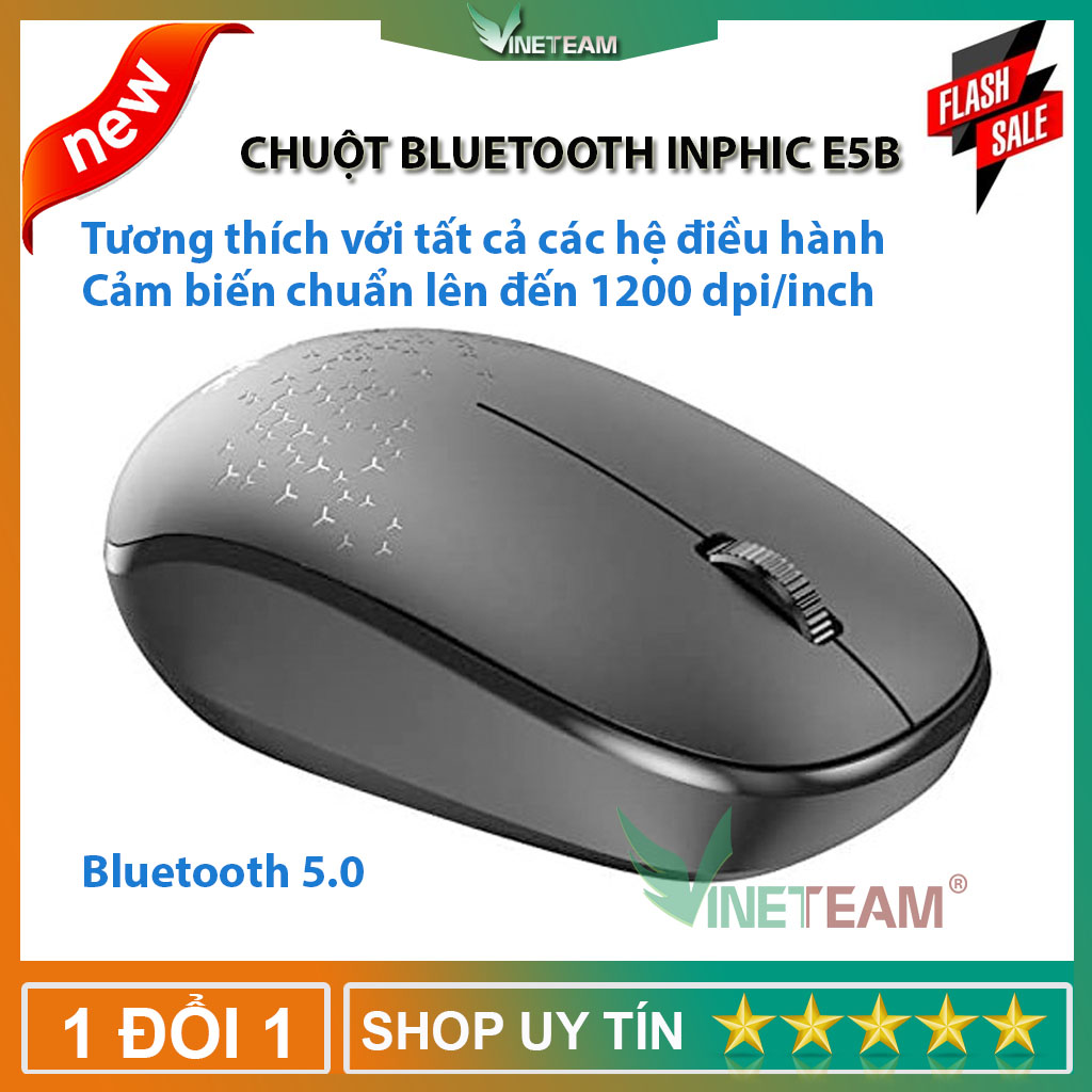 Chuột Không Dây Bluetooth Mini Inphic E5B 1200DPI chuột không tiếng ồn màu đen