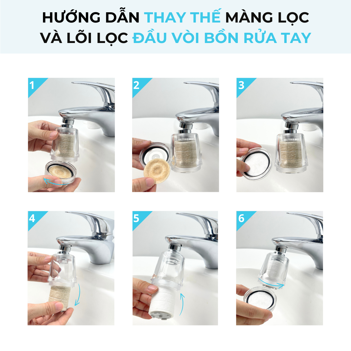 Bộ Đầu Vòi Tăng Áp Lọc Nước Daily Aqua Dành Cho Bồn Rửa Chén, Rửa Tay, Rửa Mặt, Bồn Lavabo