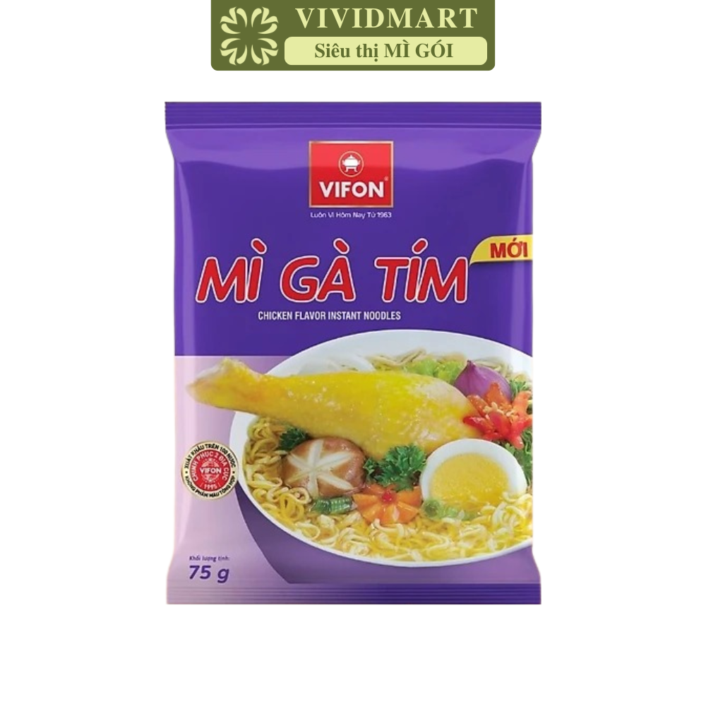 [SET 10 GÓI] - VIFON - Mì gà tím Vifon, Mì Vifon gà tím, Mì gà Vifon gà tím, Mì gói gà tím ăn liền Vifon mì ăn liền (75g/gói)