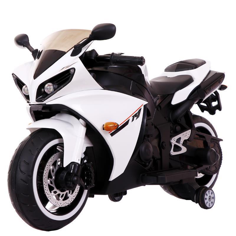 Xe máy điện mô tô 3 bánh R1 đồ chơi cho bé siêu thể thao 2 động cơ Đỏ-Trắng