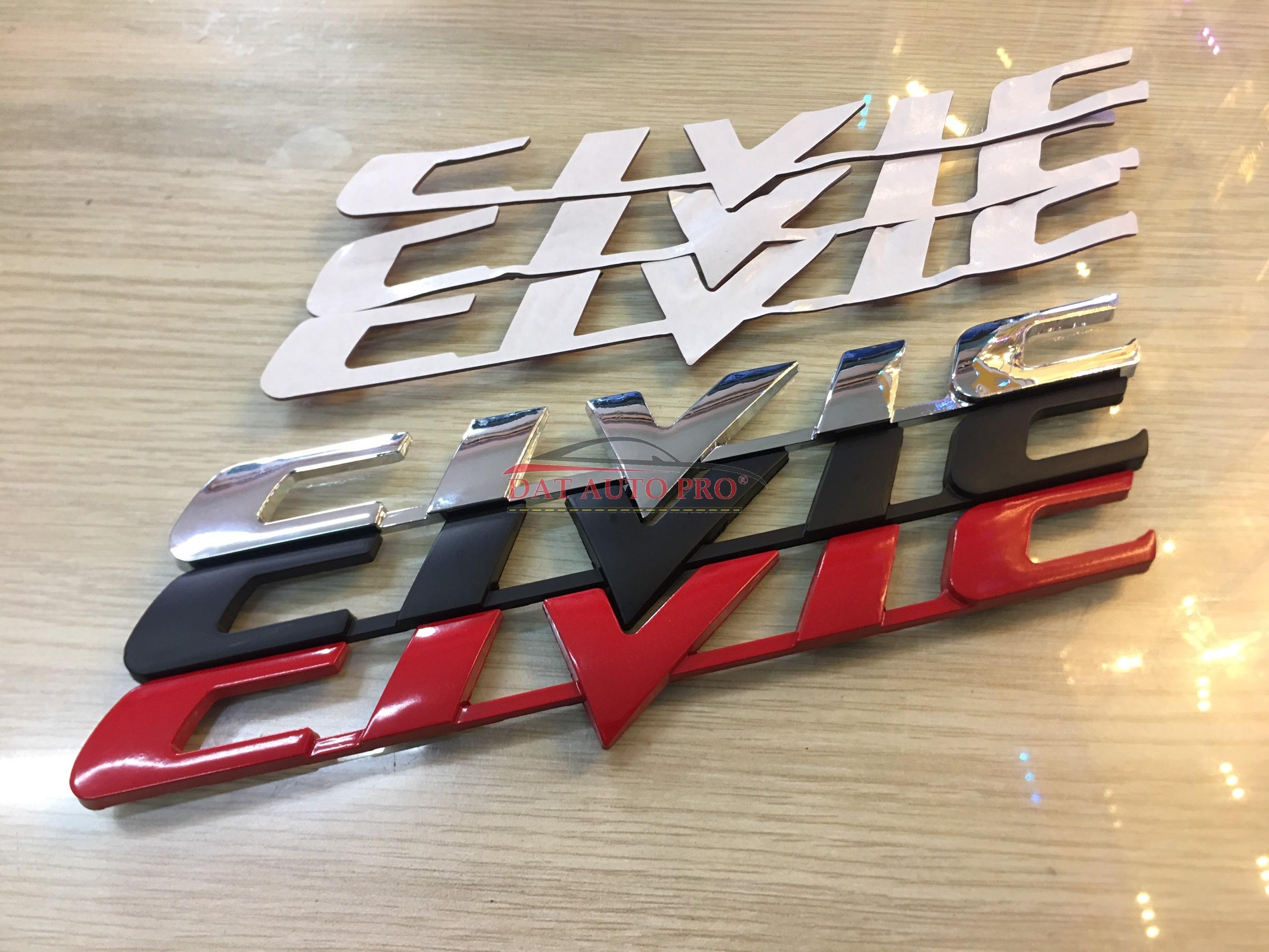 Tem 3D KIM LOẠI CIVIC Màu đen Cho oto...