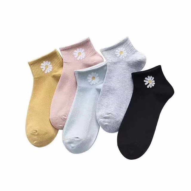 Túi 10 đôi tất nữ cổ ngắn cotton hoa cúc