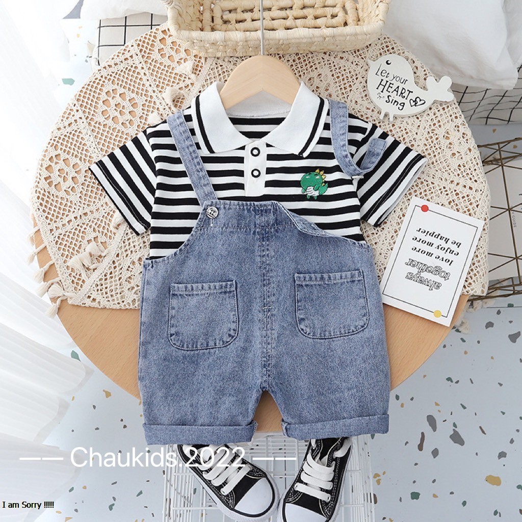 set yếm kẻ cho bé 7-17kg