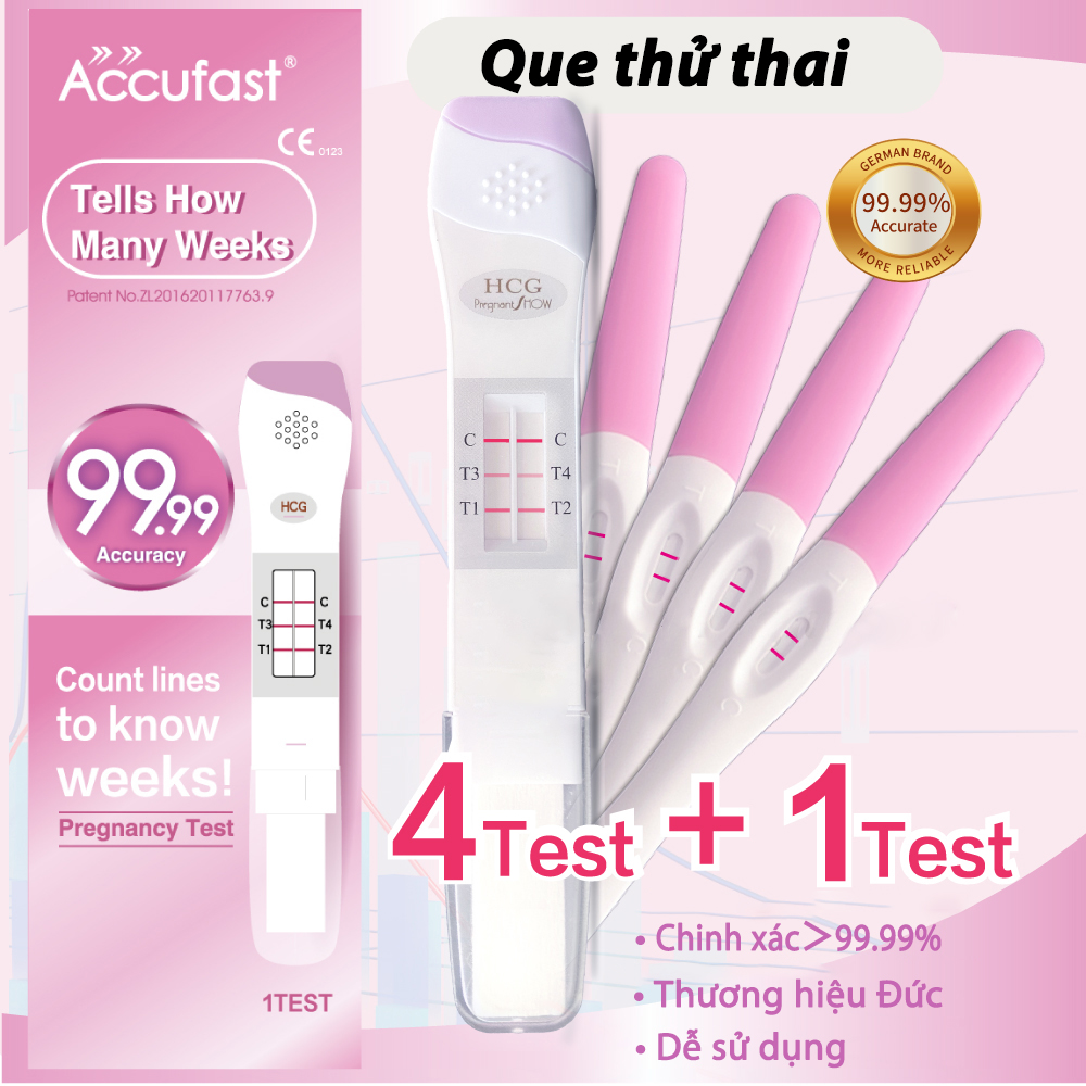 Accufast Que thử thai Thương hiệu Đức(Cho bạn biết mang thai được mấy tuần) Độ Nhậy Cao Dễ sử dụng hộp que thử thai