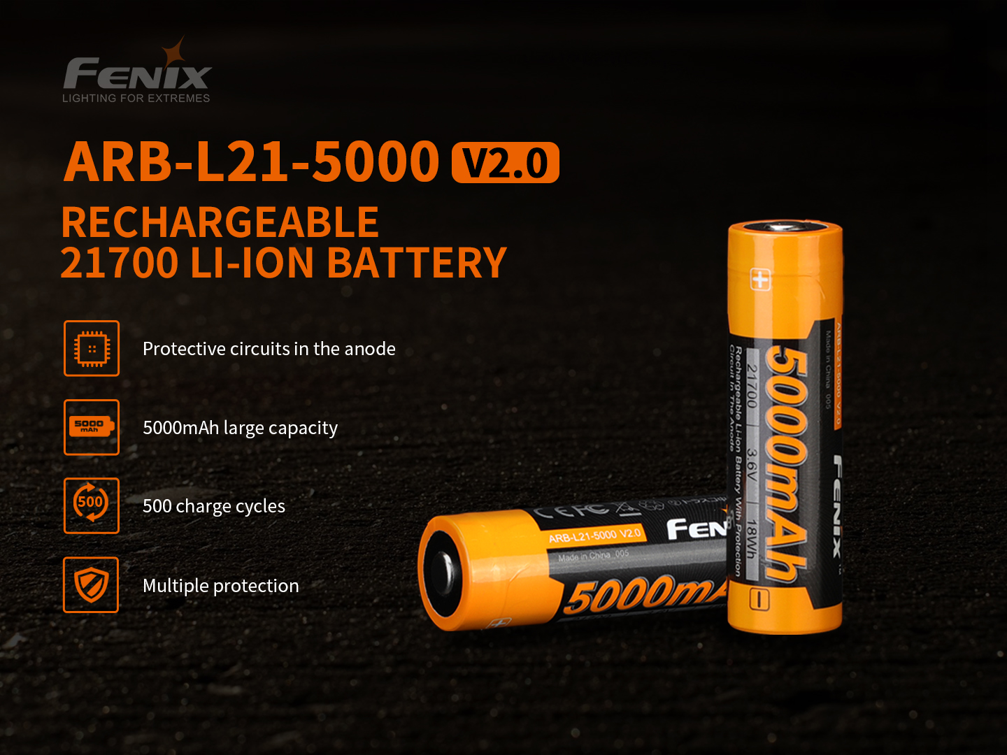 Pin Fenix 21700 ARB - L21 - 5000 V2.0