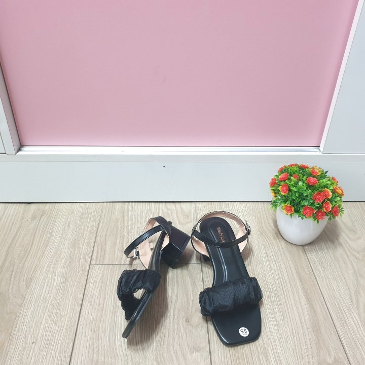 GIÀY SANDAL QUAI LỤA NHÚN, GÓT 3CM