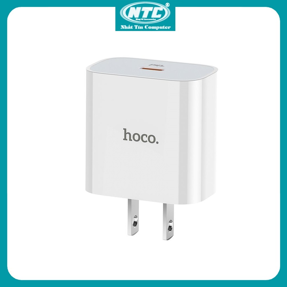 Cốc sạc nhanh chân dẹt Hoco C76 Plus hỗ trợ Type-C PD20W (Trắng) - Hãng phân phối chính thức - Nhất Tín Computer