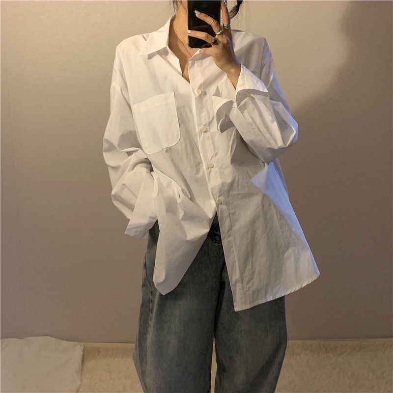 Sơ Mi Trắng Form Thụng Basic Ullazang