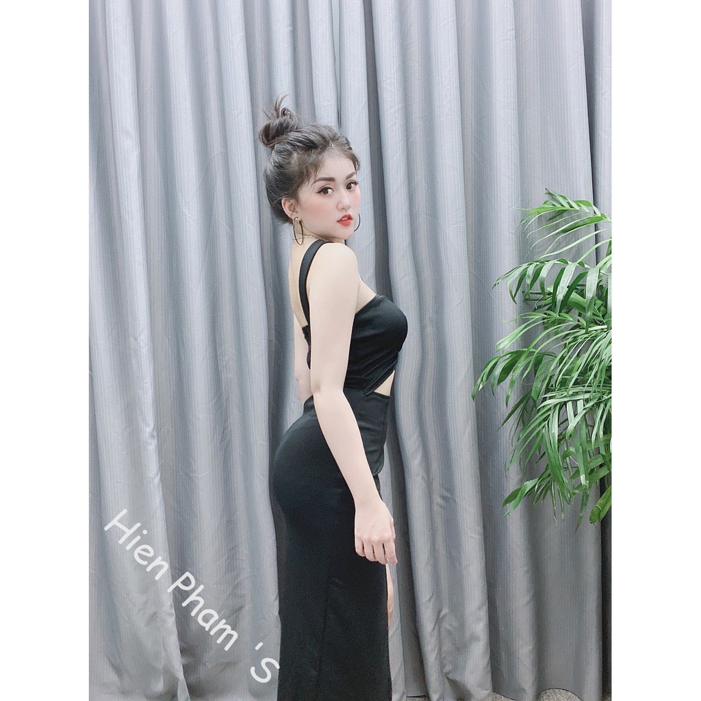 Đầm hở eo xẻ tà lệch vai quyến rũ