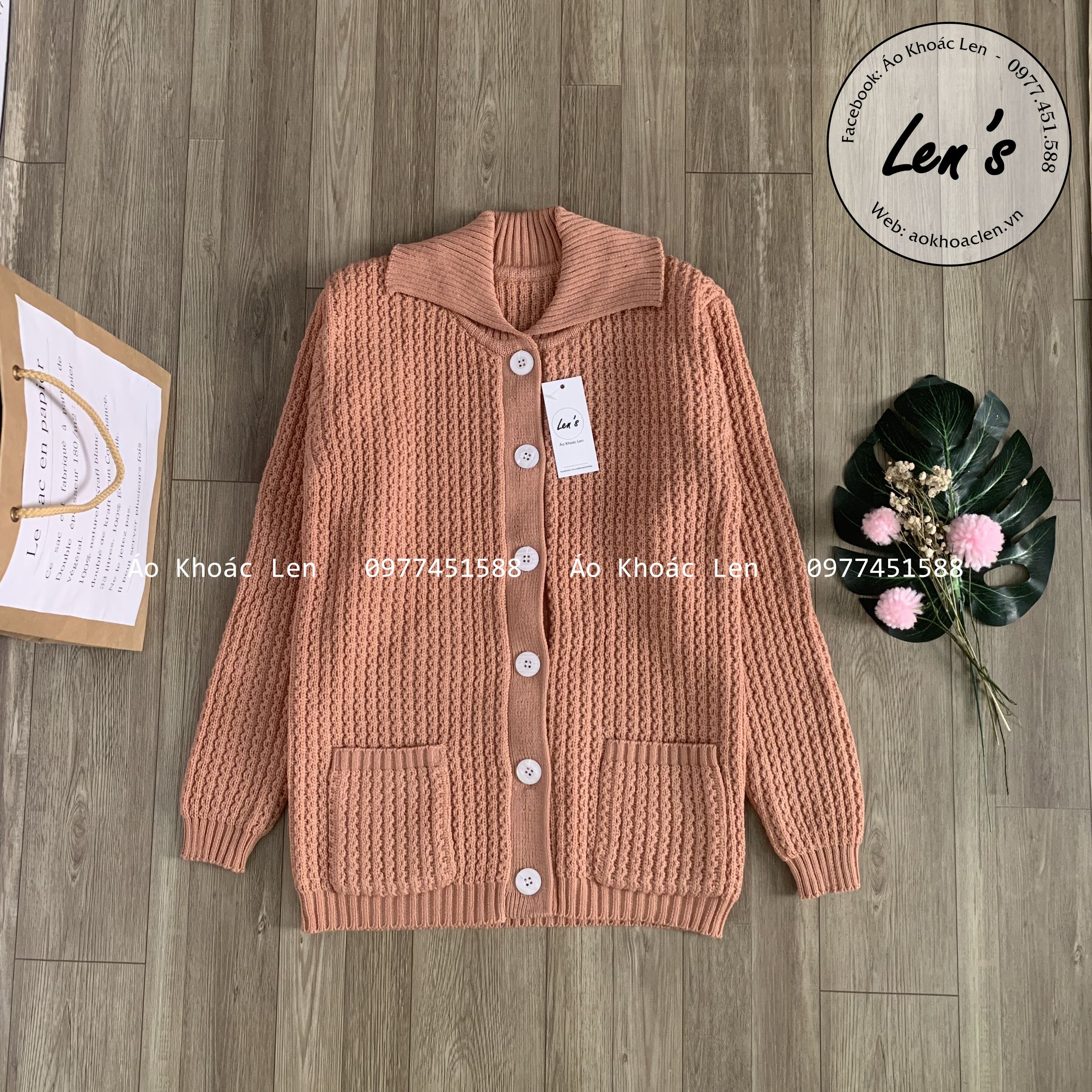 ÁO KHOÁC TRUNG NIÊN VÀ LỚN TUỔI CỔ BẺ LEN ĐAN