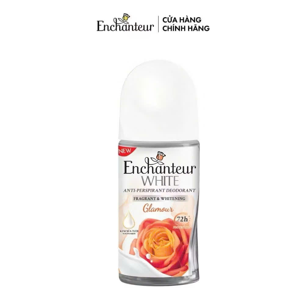 Lăn Khử Mùi Enchanteur Trắng Da 25ml – Ngăn Mùi Suốt 72h, Khô Thoáng, Hương Nước Hoa Pháp Quyến Rũ