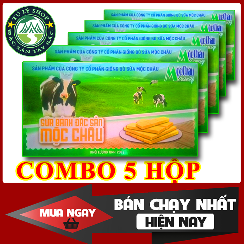 Combo 5 hộp Bánh sữa xanh Mộc Châu 200g