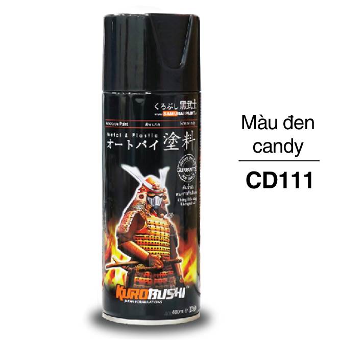 Sơn xịt Samurai [Chính Hãng ] Đen Candy CD111* - (màu khói sơn chóa đèn) 400ml