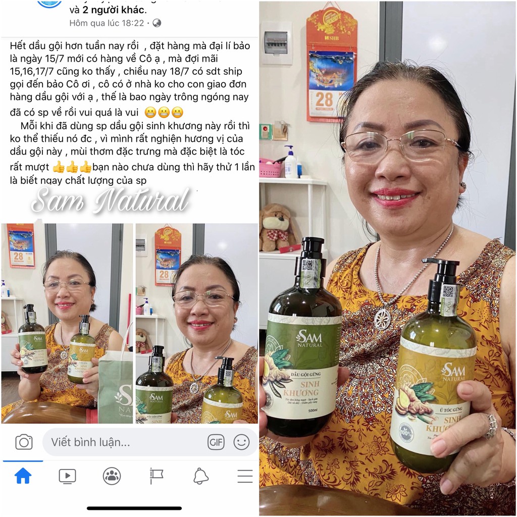 Dầu Gội Sinh Khương Sam Natural (Ngăn Rụng Tóc Làm Đen Tóc Chắc Tóc)