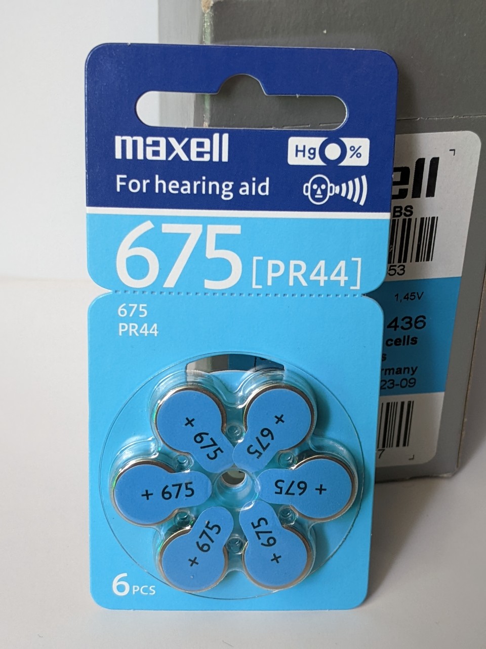 Pin máy trợ thính Maxell PR44 ( pin 675 )  1,45V Hàng chính hãng