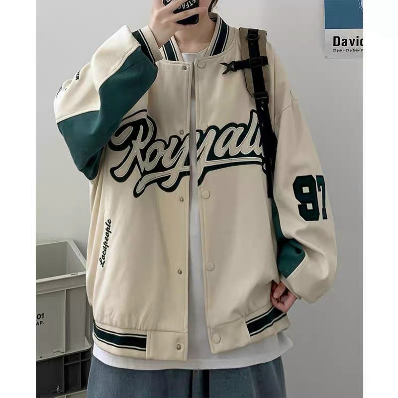 Áo bomber kaki Royyalty phối tay