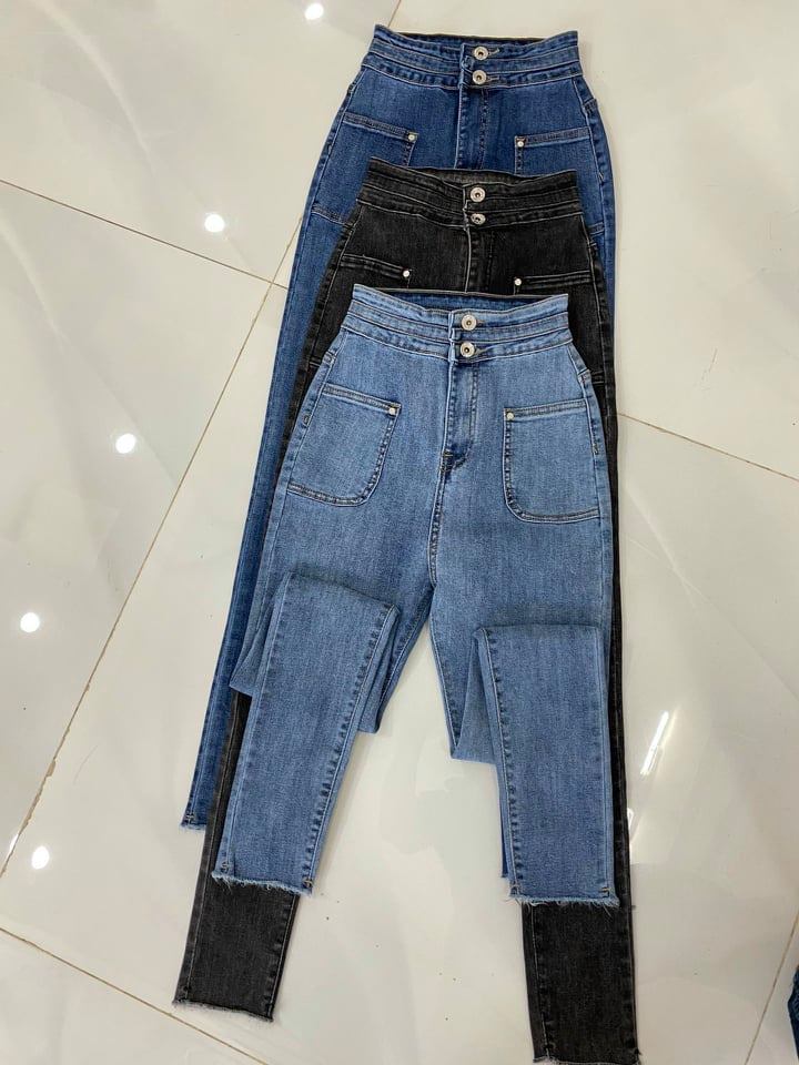 Quần jean dài lưng cao hai túi hot shop phương châu