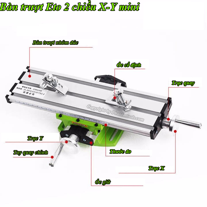 Bàn trượt Eto hai chiều X-Y MiniQ kèm Eto kẹp