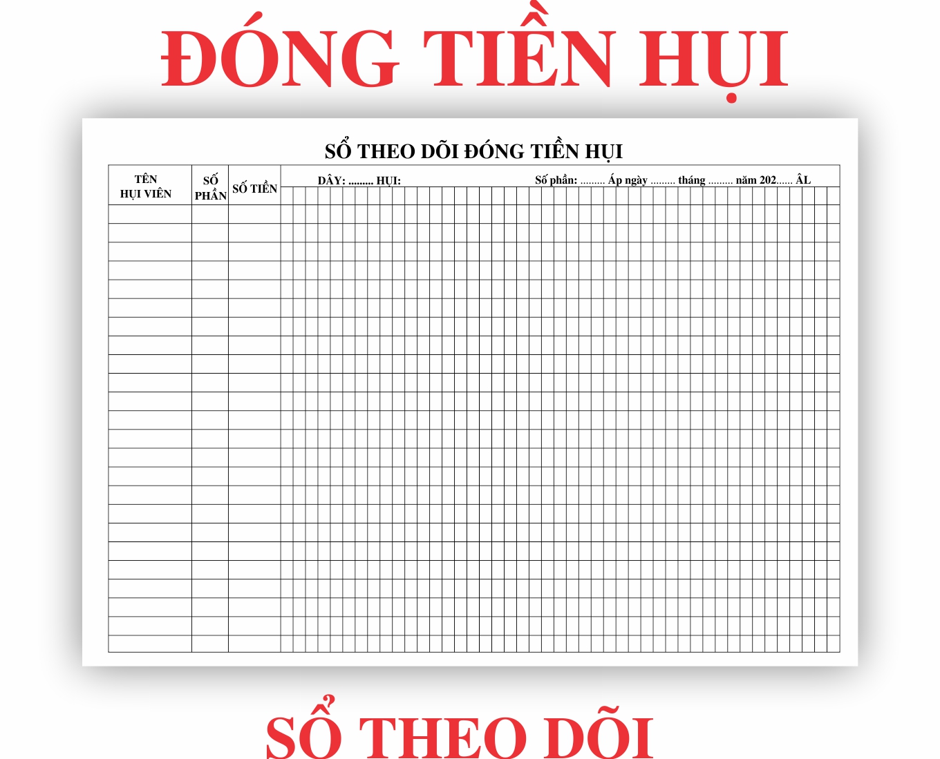 Sổ theo dõi đóng tiền hụi A4 100 trang