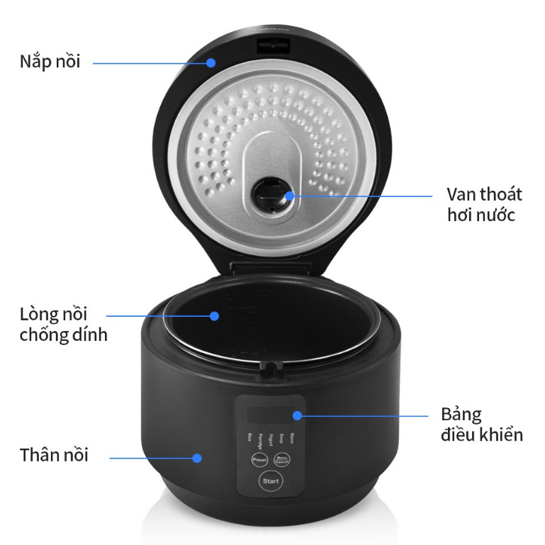 Nồi cơm điện mini LocknLock Compact Rice Cooker 1.2L EJR346BLK - HAPOS OFFICIAL