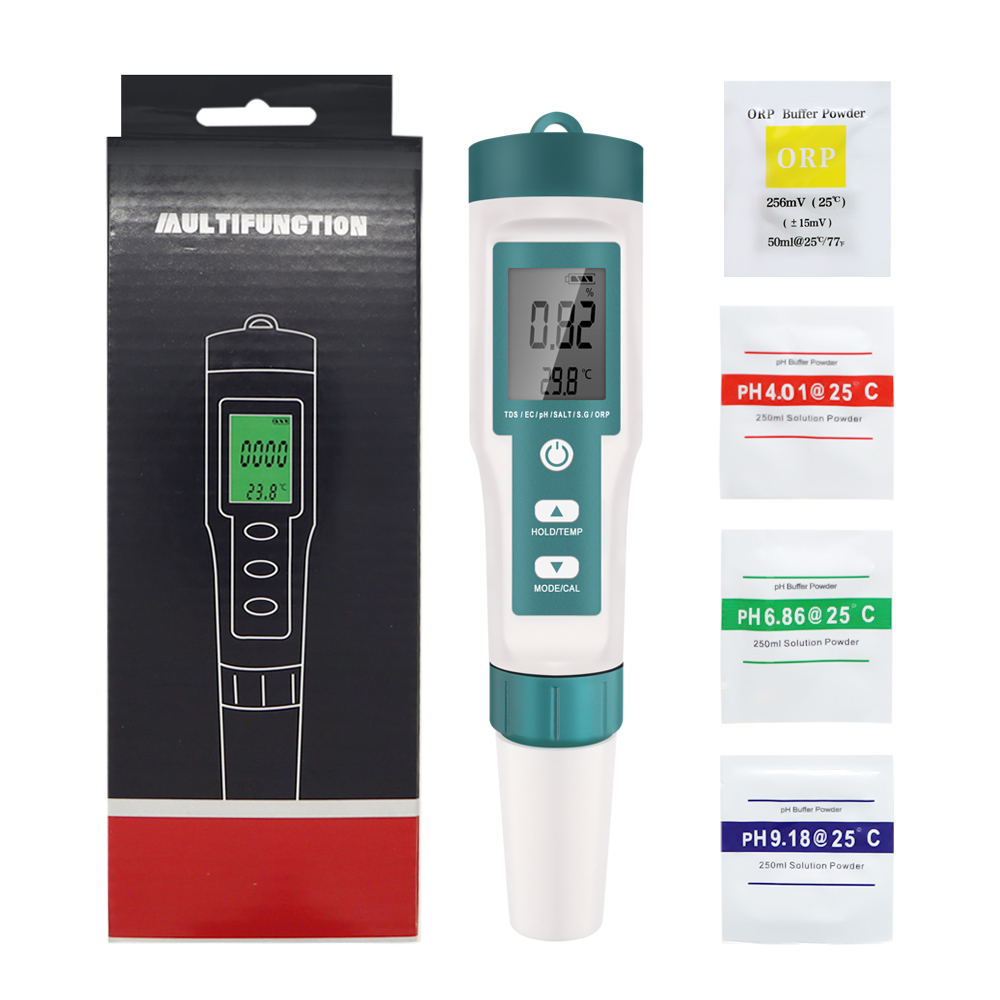 Máy đo ORP PH TDS EC kỹ thuật số 7 trong 1 Độ mặn SG Máy kiểm tra nhiệt độ Độ dẫn điện Bộ lọc nước Bút kiểm tra độ tinh khiết có đèn nền