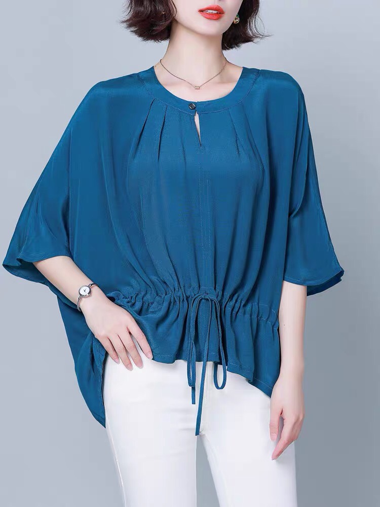 Áo kiểu tay cánh dơi rút eo 2 màu thời trang n42-423