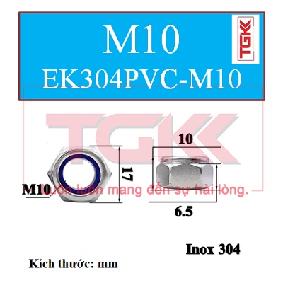 Đai ốc khóa inox 304 đầu pvc