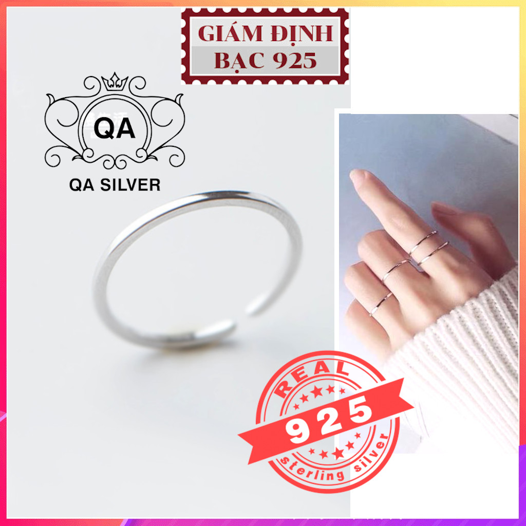 Nhẫn bạc 925 trơn chỉ mảnh bo vuông nhẫn tròn tối giản S925 BASIC QA SILVER Ring RI180303