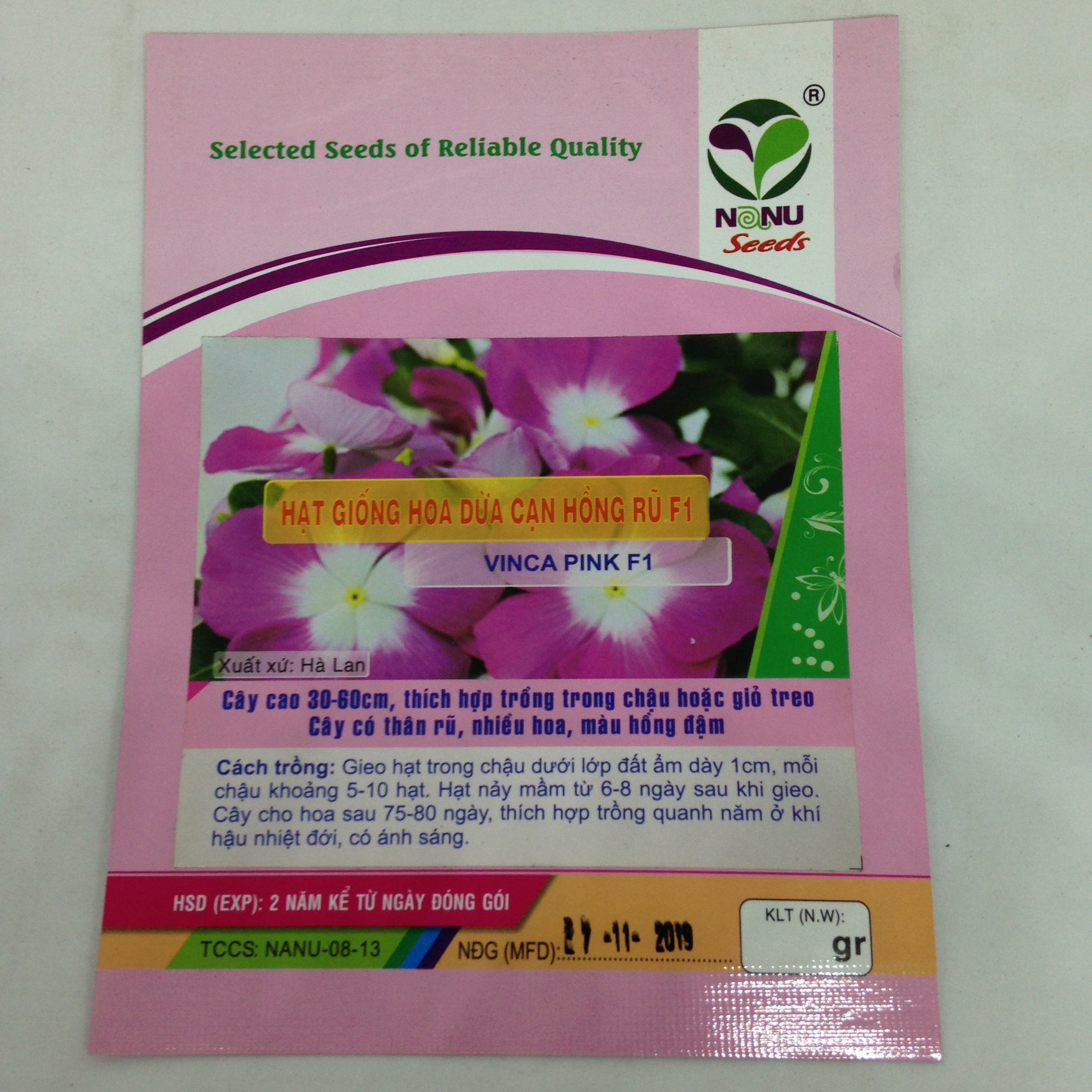 Gói 7 Hạt Giống Hoa Dừa Cạn Hồng Rũ -NanuSeeds