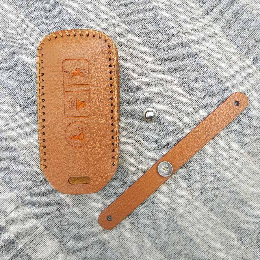 Bao da 3 nút dùng cho chìa khóa smartkey xe máy Honda (Nâu)
