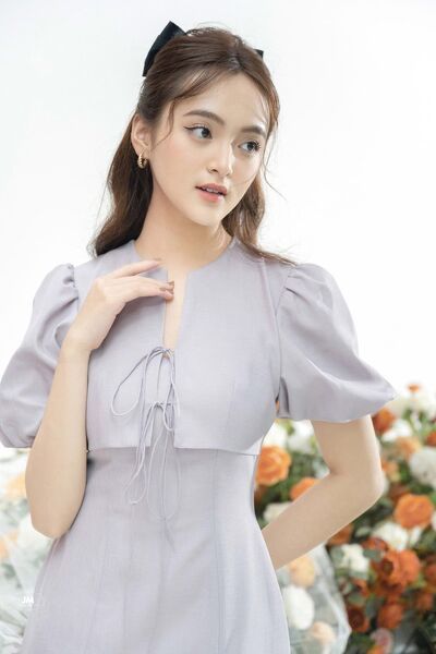 Đầm Dáng A Tay Bồng Nơ Ngực JM Dress Design 1S02.2112S