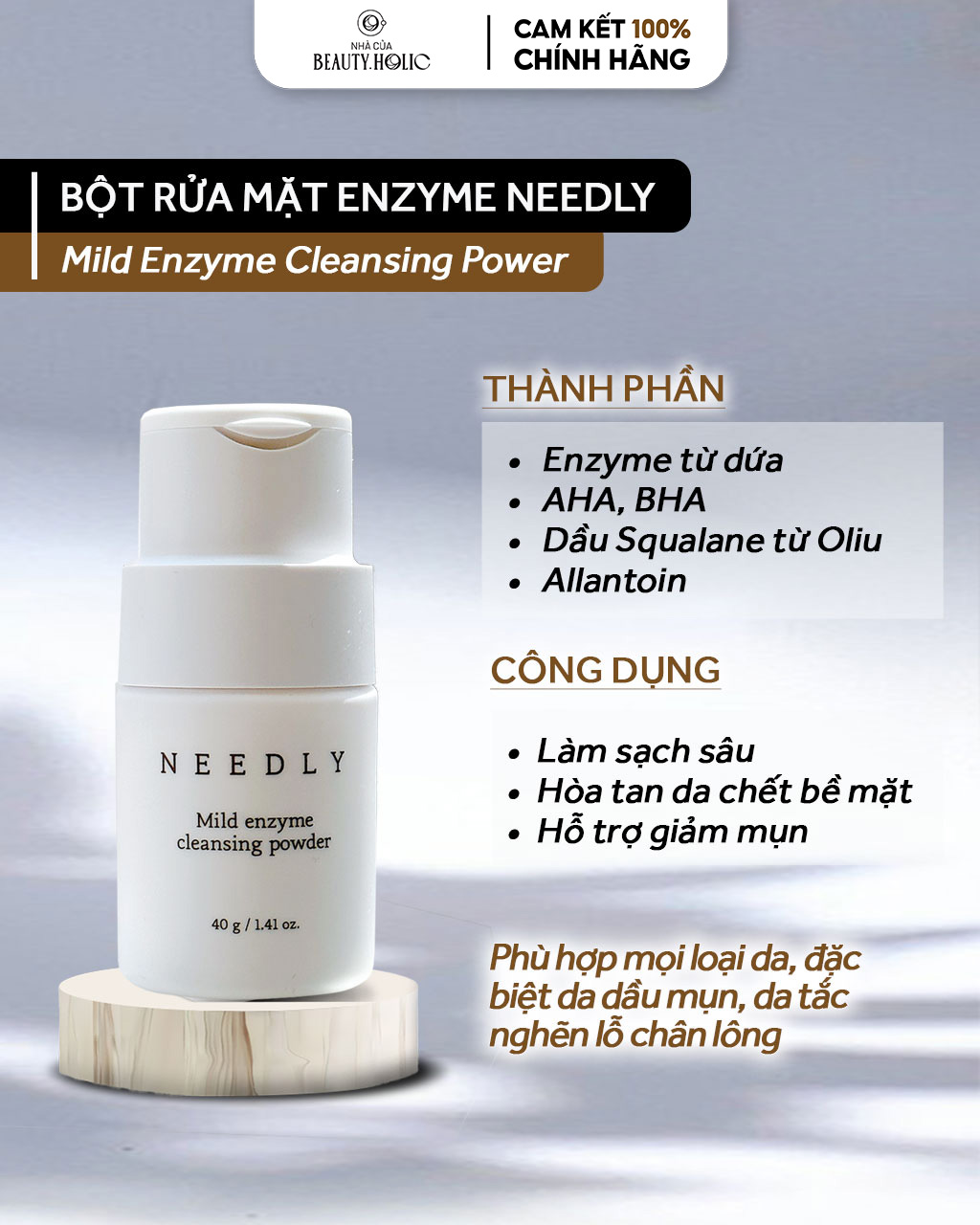 [Nhacuabeautyholic] Bột rửa mặt NEEDLY MILD ENZYME CLEANSING POWDER