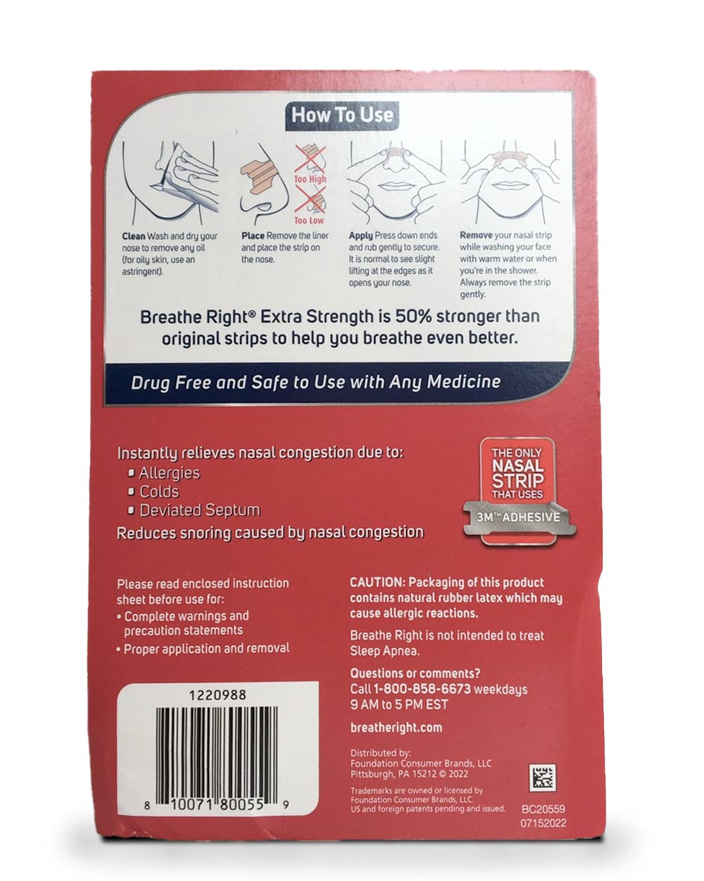 Miếng dán thông mũi Breathe Right Nasal Strips 72 miếng