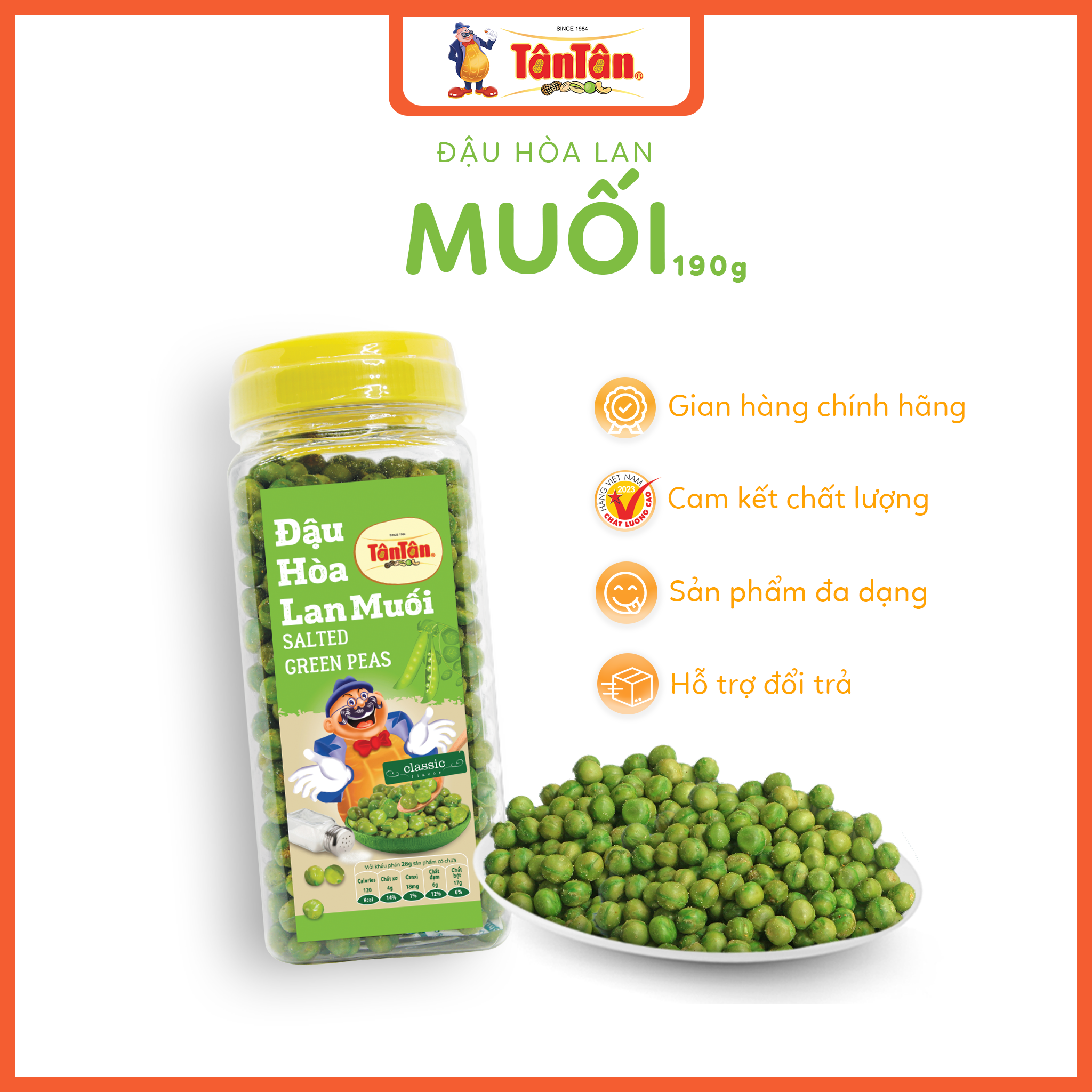 Đậu Hoà Lan Muối Tân Tân (190g/hũ)