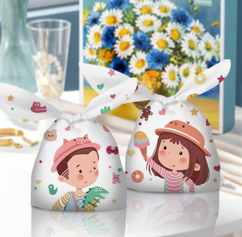 Túi đựng bánh cột nơ thỏ miệng túi [50 túi]