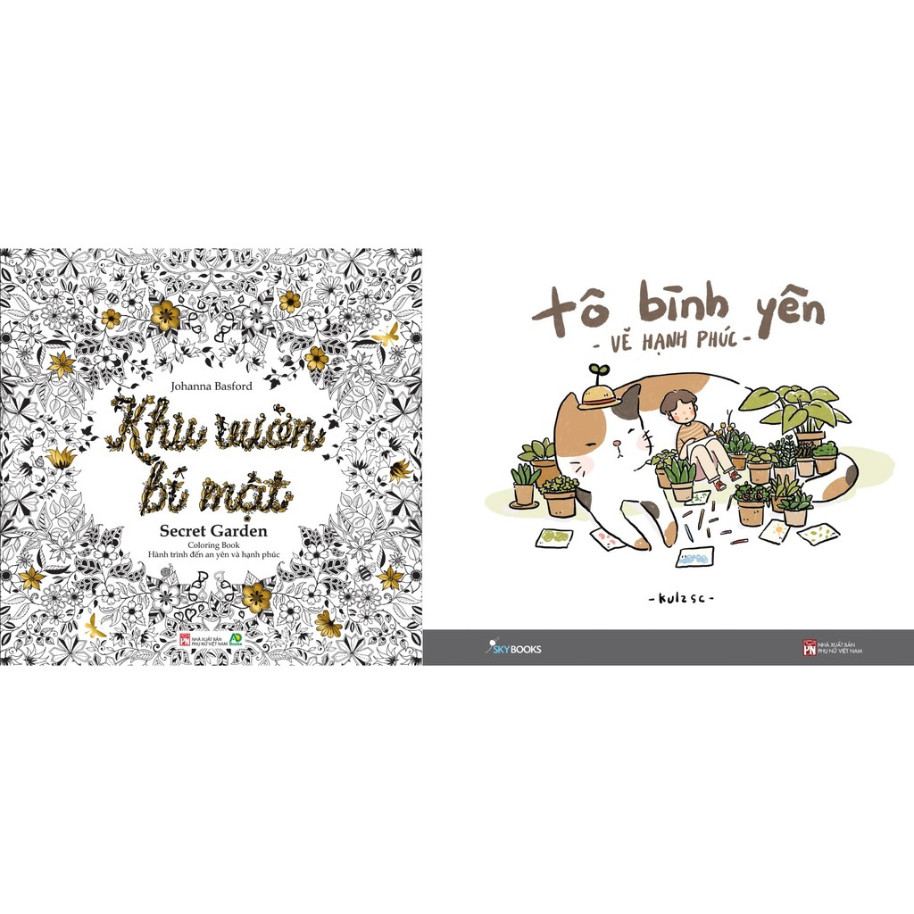 Sách - Combo Khu Vườn Bí Mật + Tô Bình Yên Vẽ Hạnh Phúc (Sách Tô Màu Coloring Book)