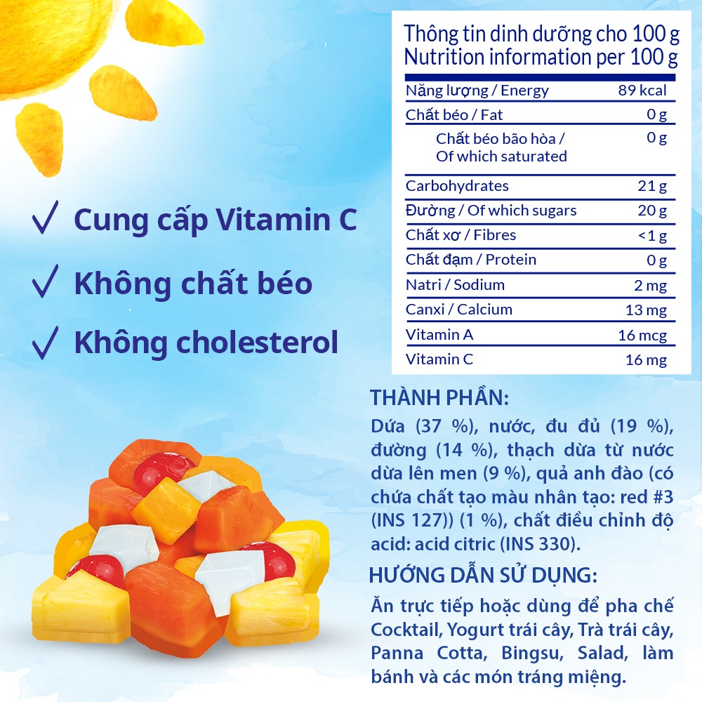 [MUA 2 GIẢM 9%][VOUCHER 50K ĐƠN 209K]Cocktail Trái Cây Dole (836g)