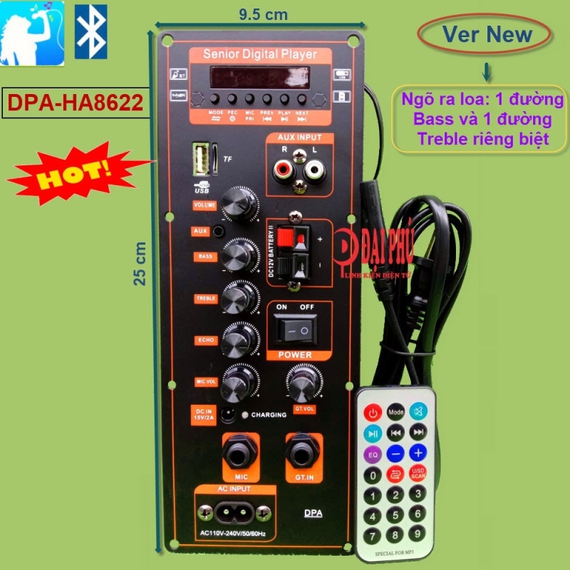 ☍  Mạch loa kéo công suất 40W - 80W HA8622 DPA Loa kéo 2.5 tấc - 3 tấc Bluetooth Karaoke