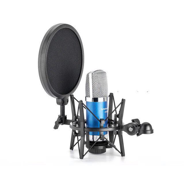 Shock mount (giá đỡ chống sốc cho micro) kèm màng lọc âm thanh micro Transhine SH-100