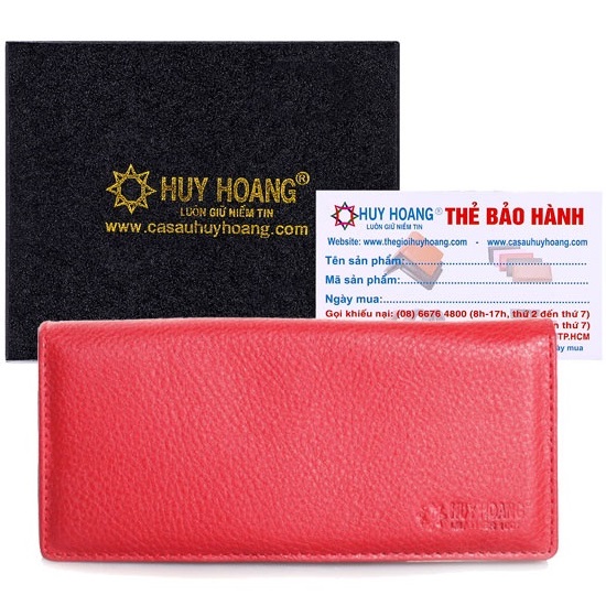 Ví nữ da bò  2 gấp màu đỏ HK3121