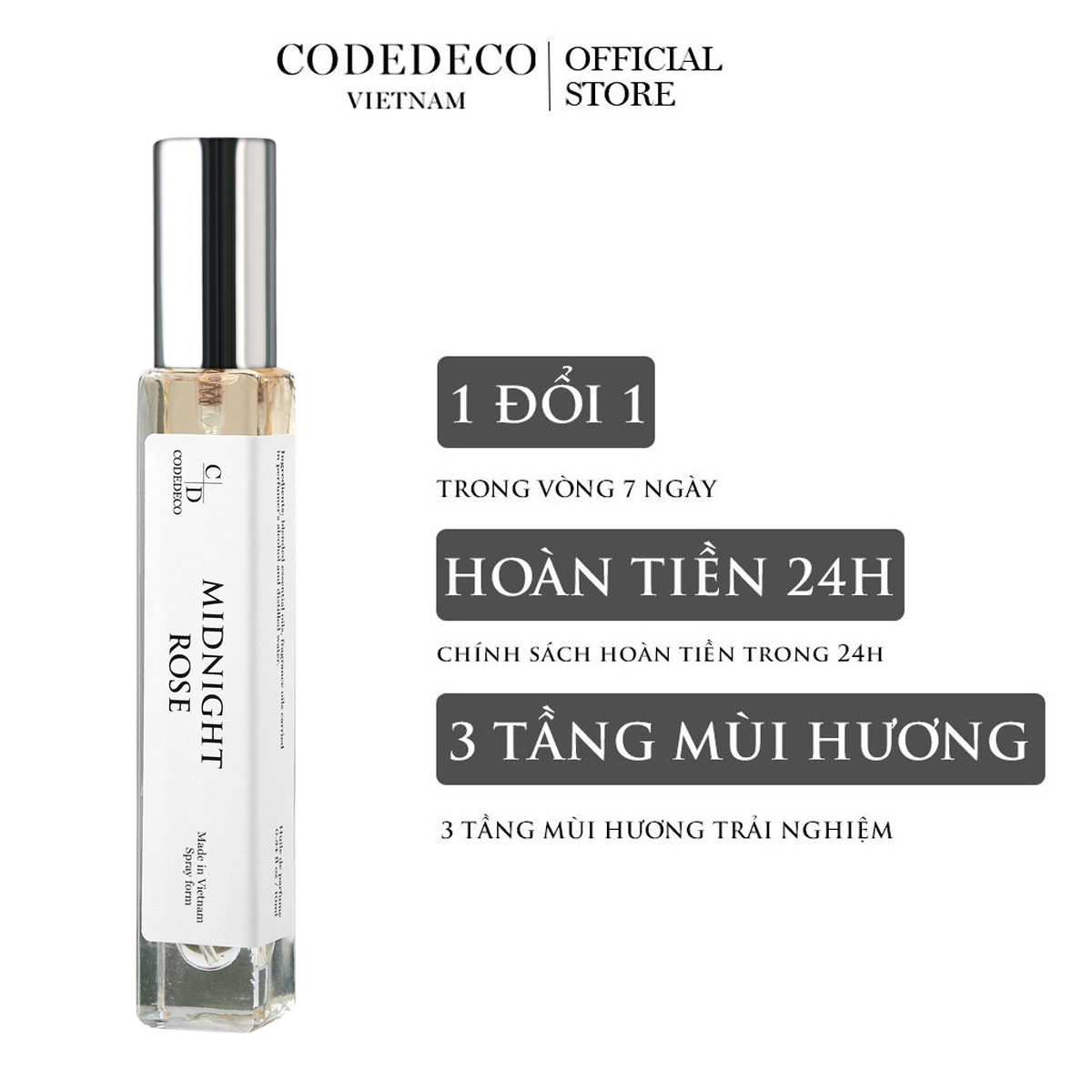 Tinh dầu nước hoa CODEDECO Midnight Rose 10ml, bí ẩn, đằm thắm
