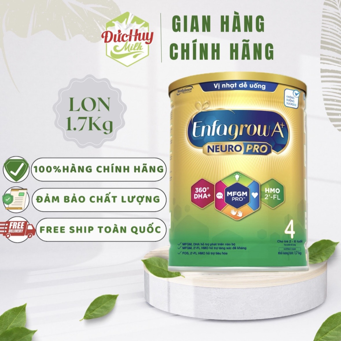 Sữa bột enfagrow a+ 4 neuropro 1.7kg vị nhạt