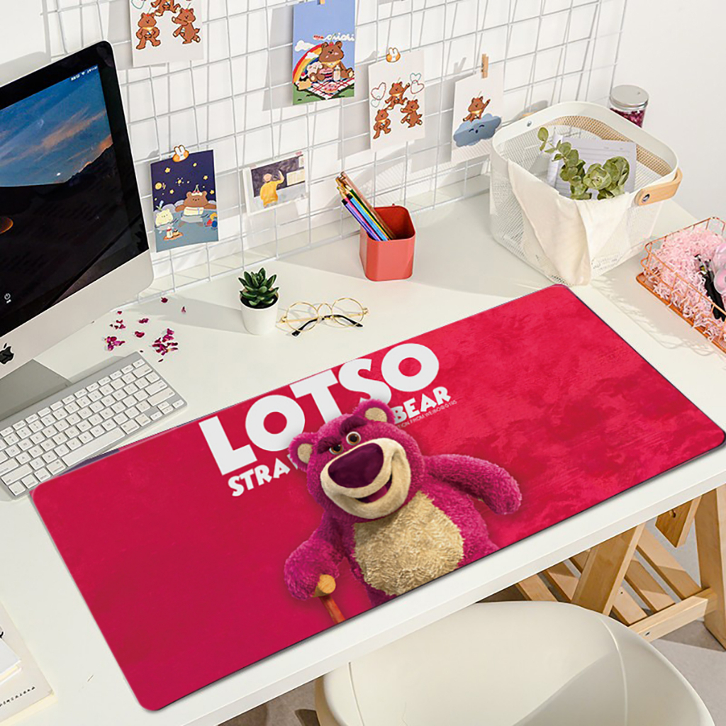 Non-slip strawberry Lotso bear keyboard mouse pad (thick waterproof stationery office decor)