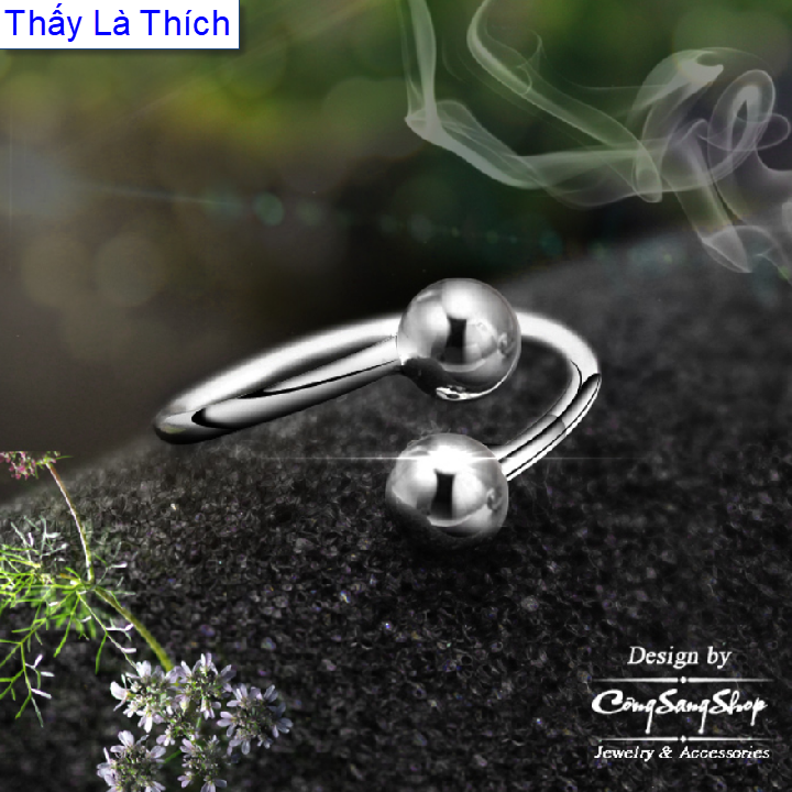 Nhẫn nữ inox Thấy Là Thích kiểu trơn 2 đầu bi ( Tự thu lớn nhỏ theo ngón tay ) - Cam kết 1 đổi 1 nếu hoen , gỉ sét