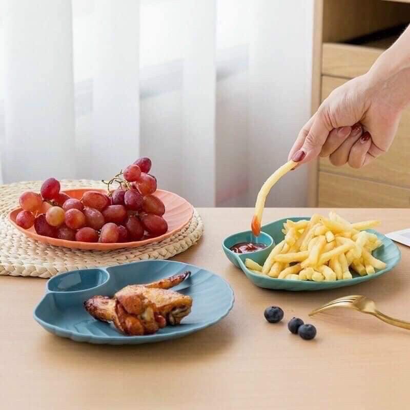 1 dĩa sò nhựa lúa mạch có khay đựng nước chấm kèm khay đựng
