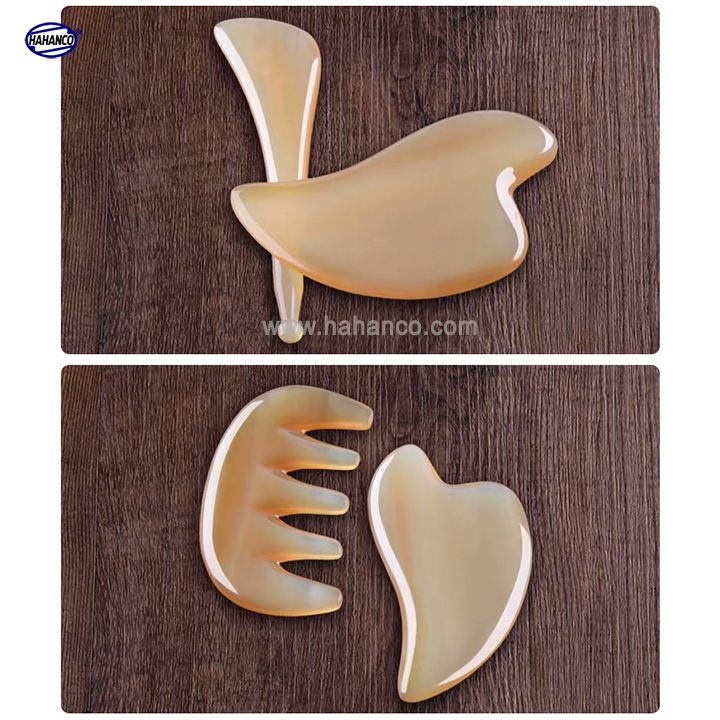 Dụng cụ Mát xa Cạo gió bằng sừng dày đẹp - làm mịn da mặt và toàn thân giúp lưu thông khí huyết (MH808) - HAHANCO