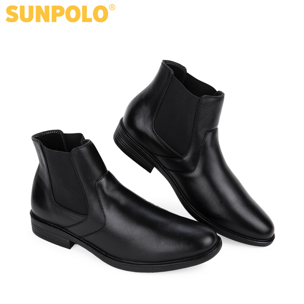 Giày Boots Nam Cổ Cao Da Bò SUNPOLO BOOT01 (Đen)